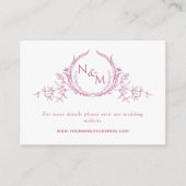Mauve Roze en Wit Monogram Bruiloft Website Informatiekaartje (Voorkant)