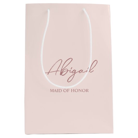 Mauve & Roze Gepersonaliseerde Bruiloft Naam Gift Medium Cadeauzakje (Voorkant)