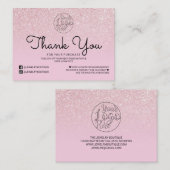 Mauve Roze Glitter Ombre klant Dank u Visitekaartje (Voorkant / Achterkant)