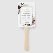 Mauve Roze Paarse Bloemen Bruiloft Programma Handwaaier (Achterkant)