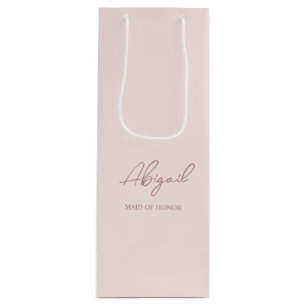 Mauve & Roze Persoonlijke Naam Trouwfeest Wijn Cadeautas