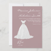 Mauve roze wit kant trouwjurk chique bruiloft kaart (Voorkant)
