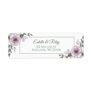 Mauve Rozen Elegant Floral Etiket