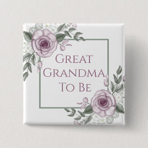 Mauve Rozen, grote oma om te zijn, Baby shower Vierkante Button 5,1 Cm