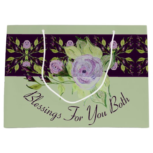 Mauve Rozen met groen Groot Cadeauzakje (Voorkant)