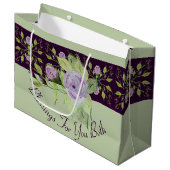 Mauve Rozen met groen Groot Cadeauzakje (Voorkant Gekanteld)