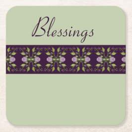 Mauve Rozen met Paarse Vierkante Kartonnen Onderzetter