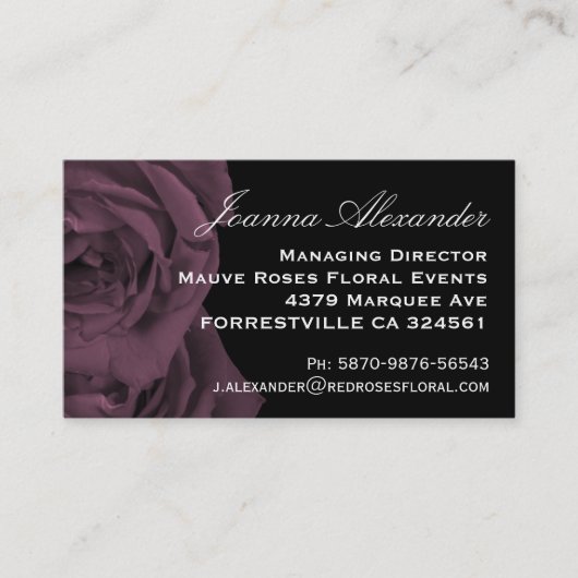 Mauve Rozen Visitekaartje (Voorkant)