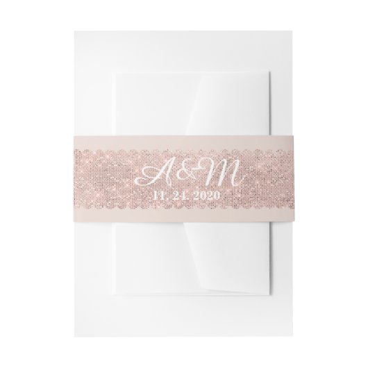 Mauve Shimmering Scallop Tulle Monogram Huwelijk Uitnodigingen Wikkel (Voorkant Voorbeeld)