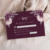 Mauve Silver Floral Script Wedding RSVP Informatiekaartje
