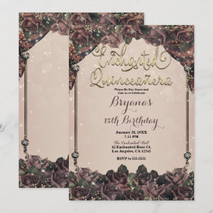 Mauve Spice Rozen Glanzen 15 Quinceañera 15e Kaart
