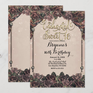 Mauve Spice Rozen Glitter Schittering Sweet 16 16e Kaart