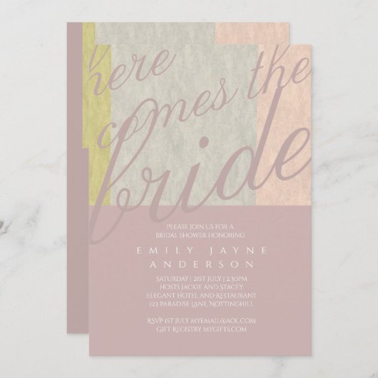 Mauve Stemming Bruiloft Typografie Modern Kaart (Voorkant / Achterkant)