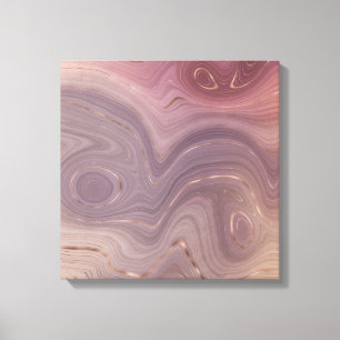 Mauve Strata   Stoffige roze en Roos gouden Agaat Canvas Afdruk