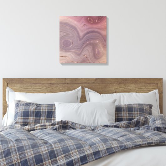 Mauve Strata | Stoffige roze en Roos gouden Agaat Canvas Afdruk (Insitu (Slaapkamer))