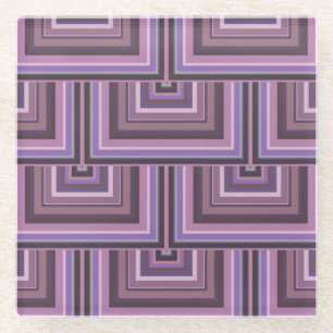 Mauve strepen patroon met vierkante schalen glazen onderzetter