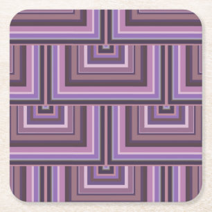 Mauve strepen patroon met vierkante schalen kartonnen onderzetter