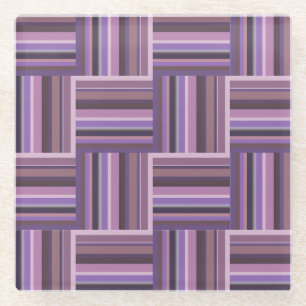 Mauve strips-weefpatroon glazen onderzetter