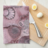 Mauve Swirly Kitchen Towel Theedoek (Quarter Fold)