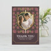 Mauve Sword & Shield middeleeuwse fantasie bruilof Bedankkaart (Staand voorkant)