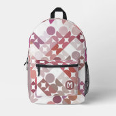 Mauve Taupe Blush Peach Roze Mideeuw Patroon Bedrukte Rugzak (Voorkant)