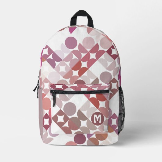 Mauve Taupe Blush Peach Roze Mideeuw Patroon Bedrukte Rugzak (Voorkant)