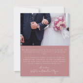 Mauve trouwfoto Dank u Bedankkaart (Achterkant)