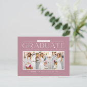 Mauve Typografie Fotocollage Afstuderen Briefkaart (Staand voorkant)