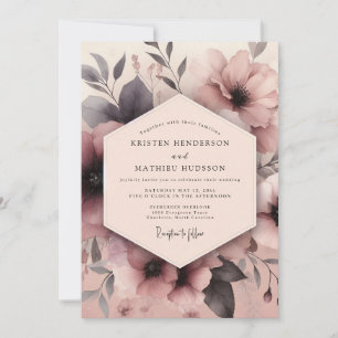 Mauve Umbral Bloom Bruiloft Kaart