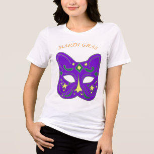 Mauve Venetiaans Kat Masker Mardi Gras T-Shirt