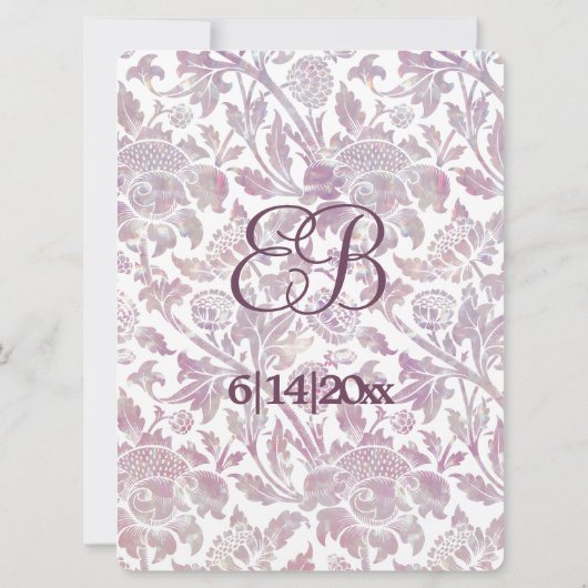 Mauve vintage bloemen kaart (Achterkant)