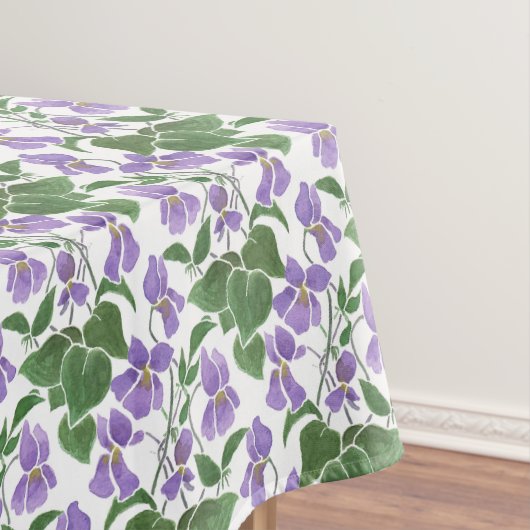 Mauve Violet op White Floral Custom Tablecloth Tafelkleed (Voorbeeld)