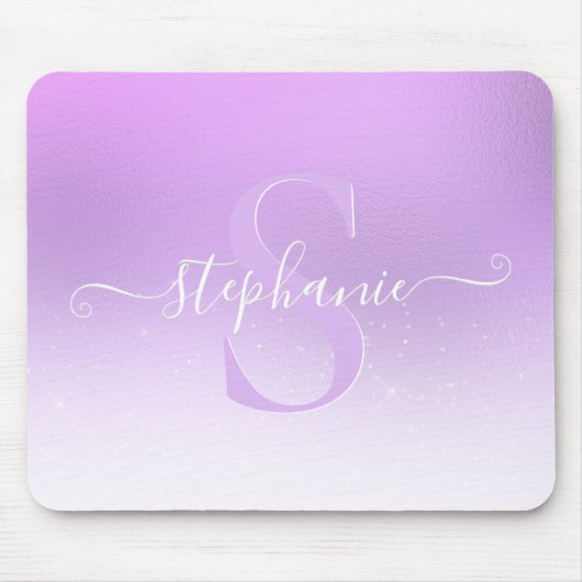 Mauve Violet Shimmer Glitter Monogram Muismat (Voorkant)