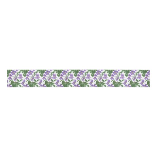 Mauve Violets Floral Custom Grosgrain Ribbon Grosgrain Lint (Voorkant)