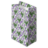 Mauve Violets Floral Motif Petit Sac Cadeau (Devant Angle)