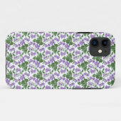 Mauve Violets sur White Floral iPhone 5/5s Coque (Dos (Horizontal))