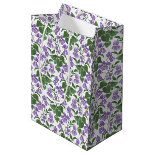 Mauve Viooltjes Bloempatroon Midden Geschenkentas Medium Cadeauzakje