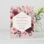 Mauve Watercolor Bloom Wedding Kaart (Staand voorkant)