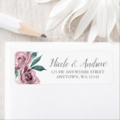 Mauve Waterverf Rozen Floral retour adres Etiket (Insitu)