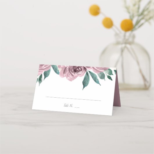 Mauve Waterverf Rozen Floral Wedding Gevouwen (Voorkant)