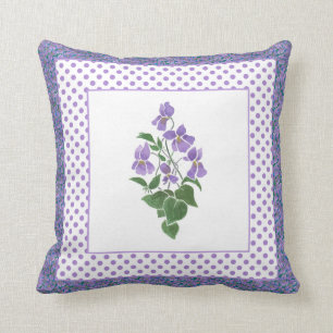 Mauve Waterverf Violets and Polka Dots Kussen
