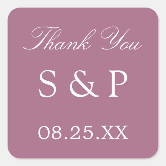 Mauve Wedding Favor Sticker Merci (Devant)