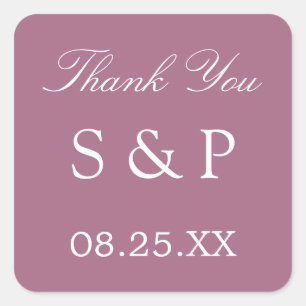 Mauve Wedding Favor Sticker Merci