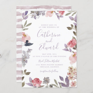 Mauve Wedding Invitation Kaart