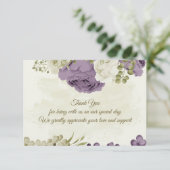 mauve witte bloemen groen bruiloft bedankkaart (Staand voorkant)