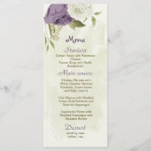 mauve witte bloemen groen bruiloft menu (Voorkant)