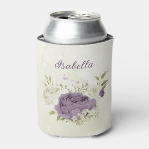 mauve witte bloemen groen trouwfeest blikjeskoeler