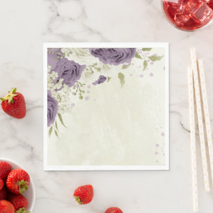 mauve witte bloemen groen trouwfeest servet