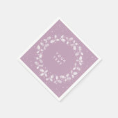Mauve + Witte met de Hand Gedrukte Hulst Krans Ker Servet (Hoek)