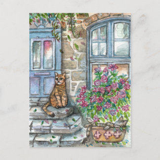 Mauw aan de deur briefkaart